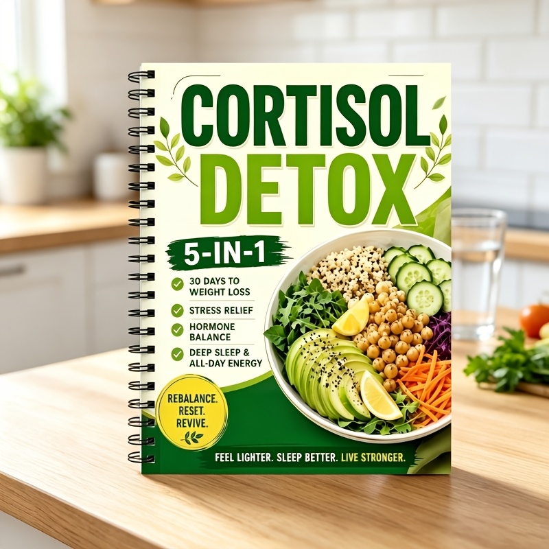 TEMU Guide de santé 5 en 1 pour la désintoxication du cortisol, programme de de poids de 30 jours, réduit le stress, améliore le sommeil, les niveaux