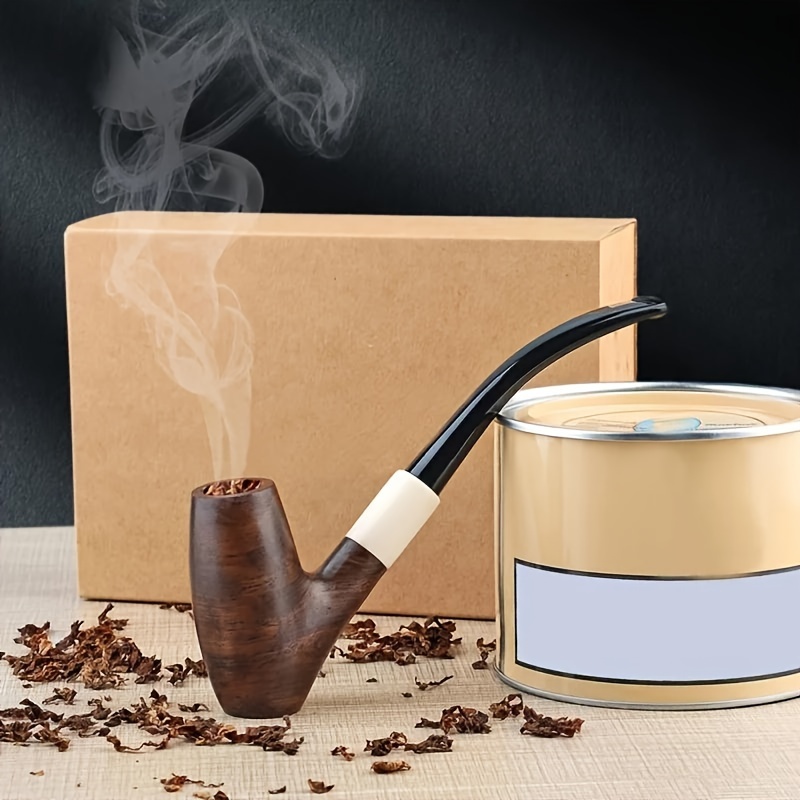 * * Wood Wooden Smoking * Long Bent * Style Reading Wood *s for Smoking  Perfect * * with Decorative Ring * Use