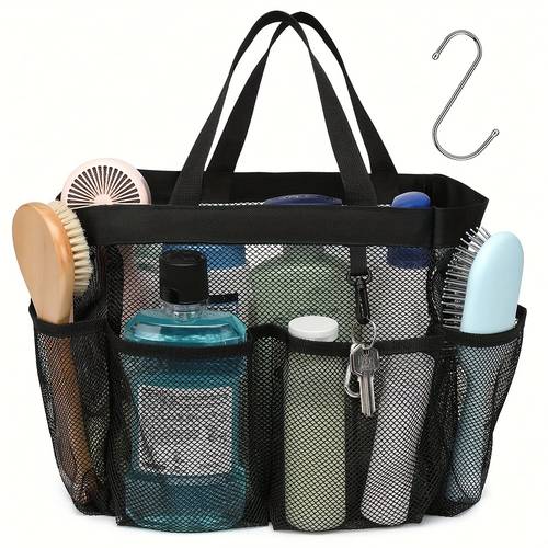 . tragbarer mesh dusch-organizer für studentenwohnheim, 8- große kapazität dusch-tasche kulturbeutel korb, schnelltrocknende hängende aufbewahrungstasche, mit s- , für badezimmer, fitnessstudio, camping, reisen, kreuzfahrt, strand