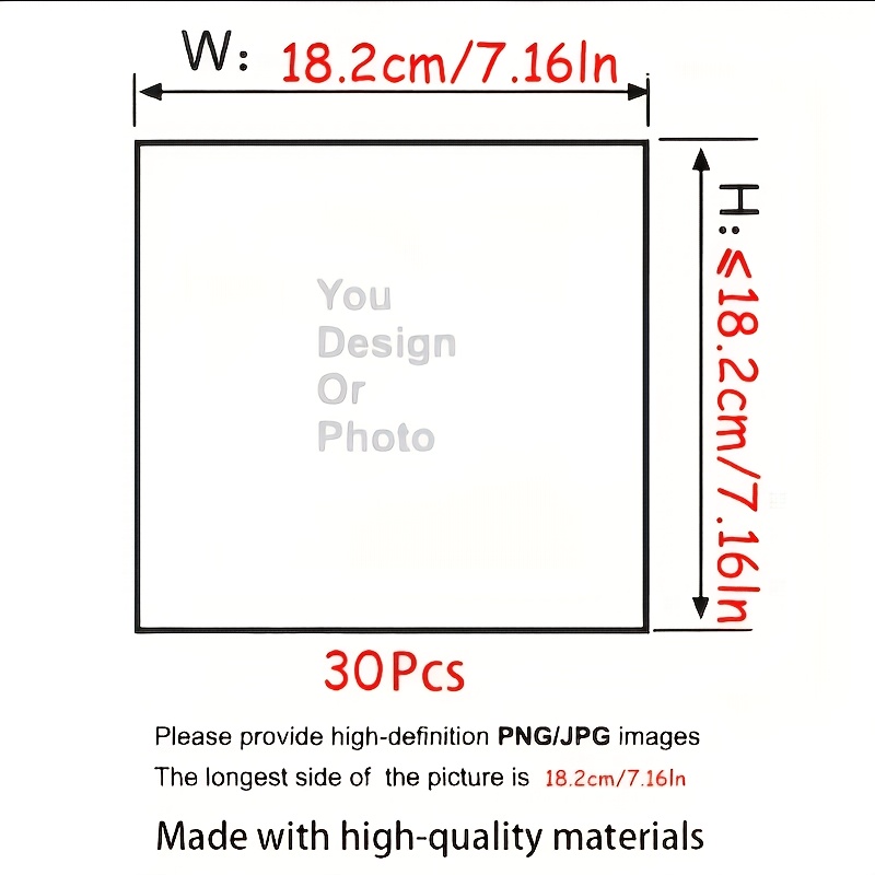 TEMU 10/30pcs Personalized Dtf Printing Service, Background Retained/, Multiple Sizes Available - Your Own Design, Including Photos, Text, Logos, And