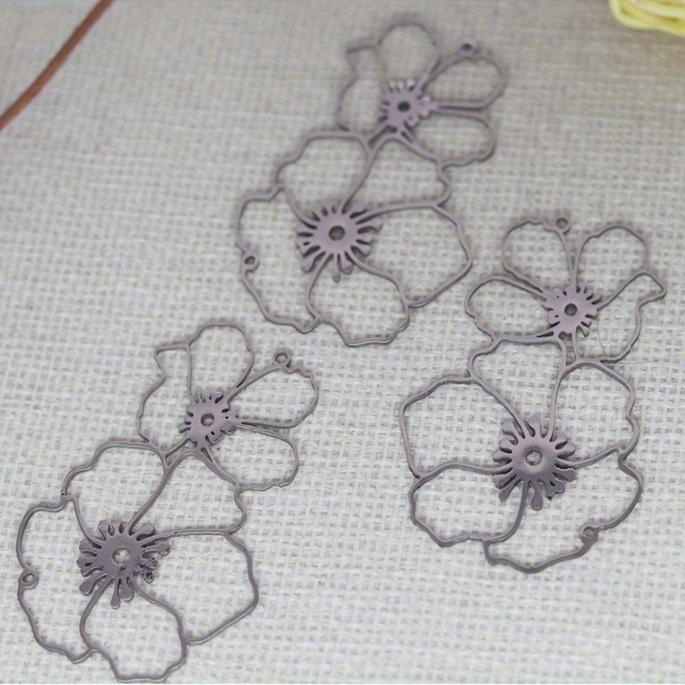 Image of 3pcs/lot Stainless Steel Hollow Out Flower Additions Findings For Fashion Jewelry Making Handmade Craft