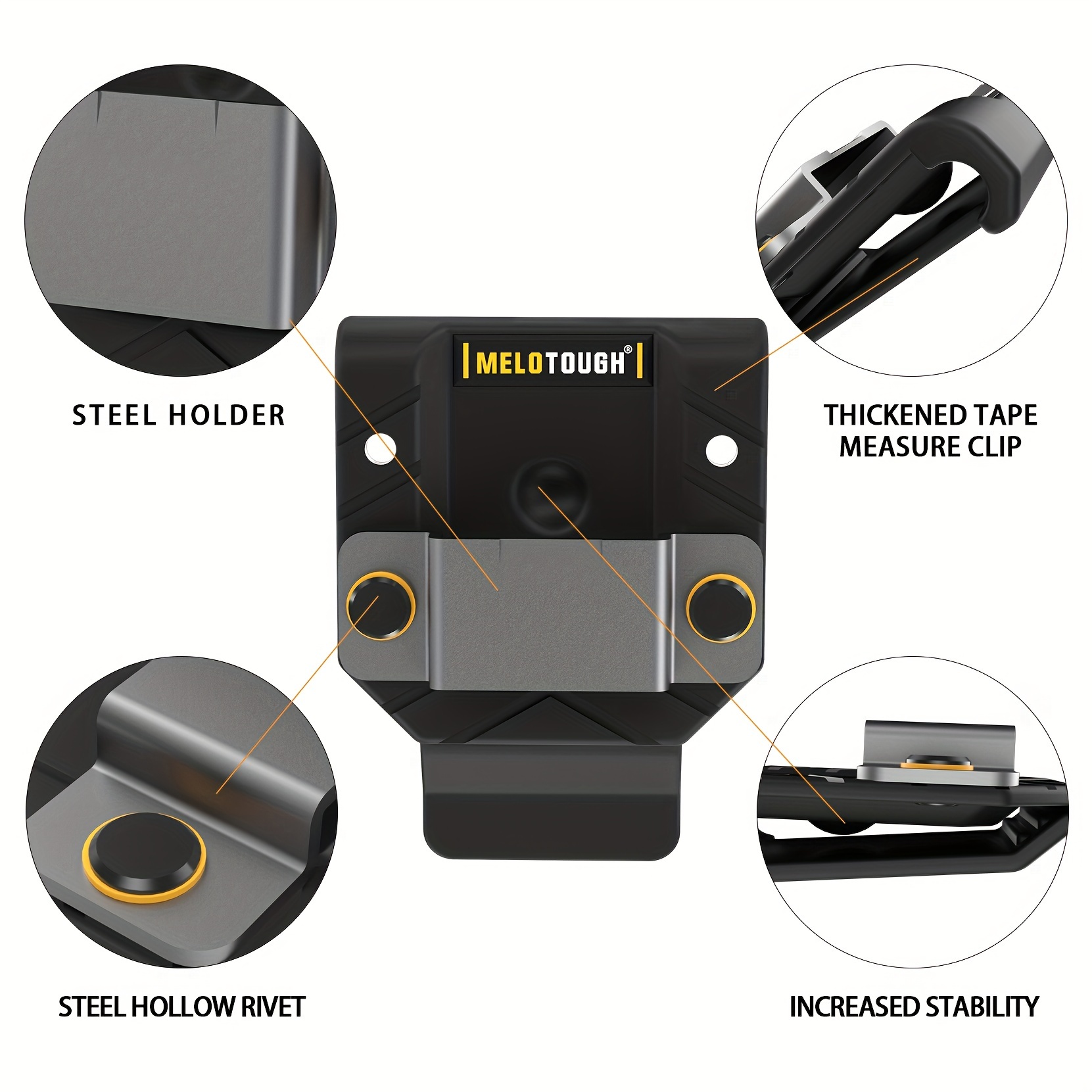 

Holster For Tape - Melotough Clip Carrier, Rivet-reinforced, Utility Belt For Electricians & Diy , Sturdy, , , Fits Universal Width Belts