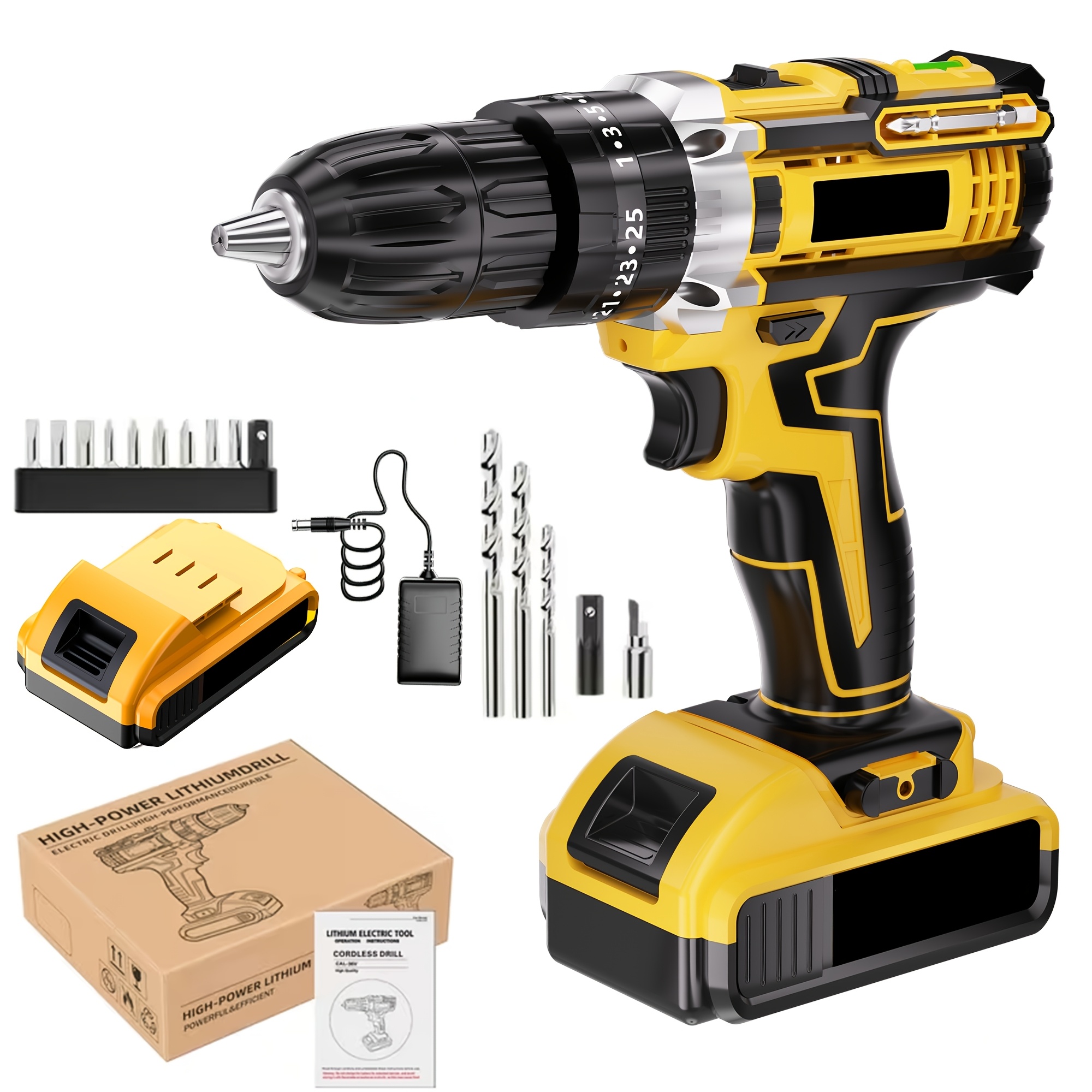 Image of Lithium Electric Drilling Tool Kit Is Rechargeable And Suitable For Wood/metal Drilling And , As Well As Car And . Very Suitable For Home Renovation, Woodworking, Men's Gifts