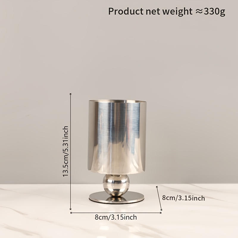 TEMU Vase Moderne en Acier Inoxydable de Tasse - Compatible avec les Fleurs - Base Géométrique Cylindrique - Pièce pour Mariage/Bureau/Maison -