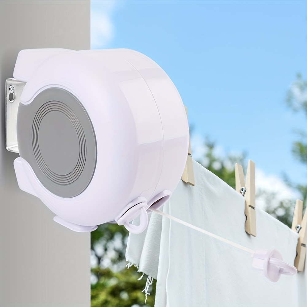 

13m Retractable Dual-wire Clothesline - Rotatable, , Wall-mounted Laundry Line With Drill Installation