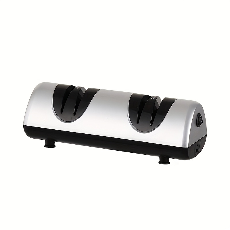 Electric Kitchen Sharpener, Professional Kitchen Sharpener For Home Use, 2 Of Coarse Sharpening & Fine Polishing, Metal Dust Collection Box For , Silver Gray