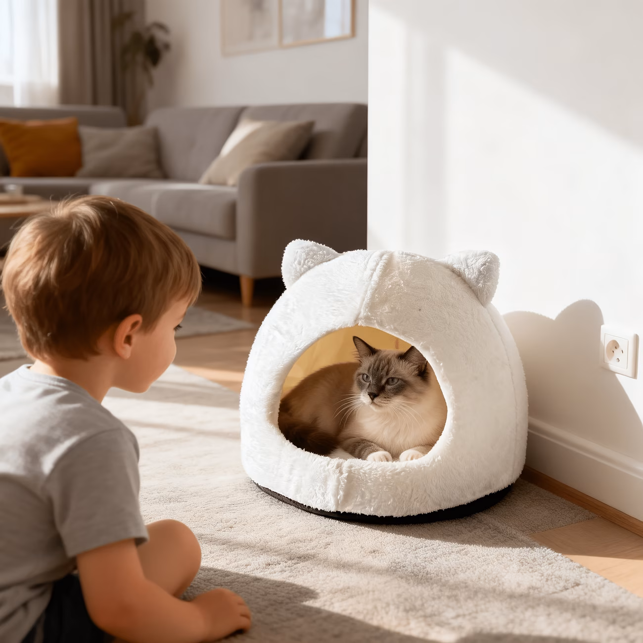 adorable owl shaped cat bed suitable for cats small dogs non slip base soft comfortable pet house with stylish indoor bed for kittens and puppies no cozy hideout for decor Product details 7