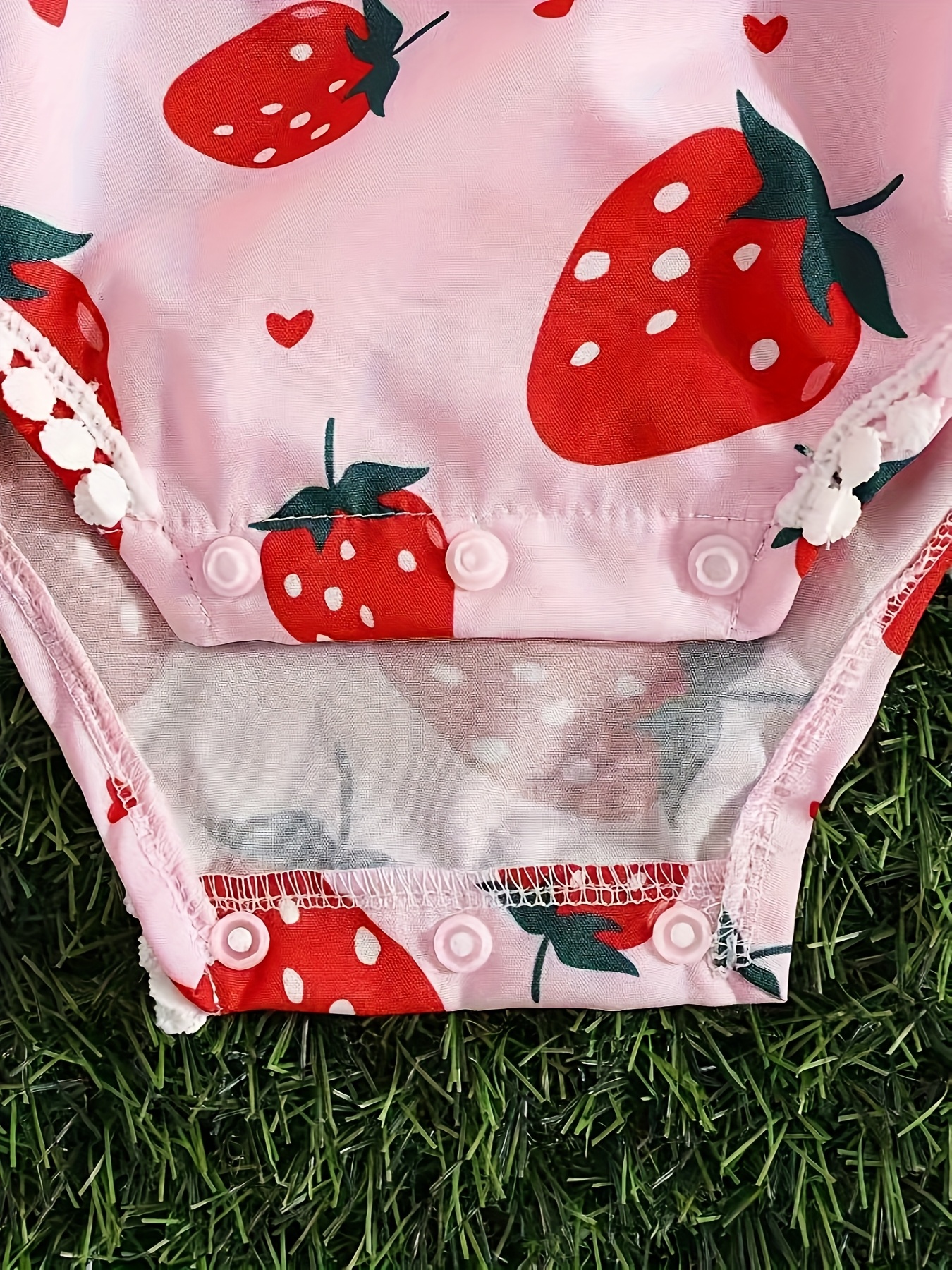 girls' spring/summer 2025 new cute strawberry print romper Temu