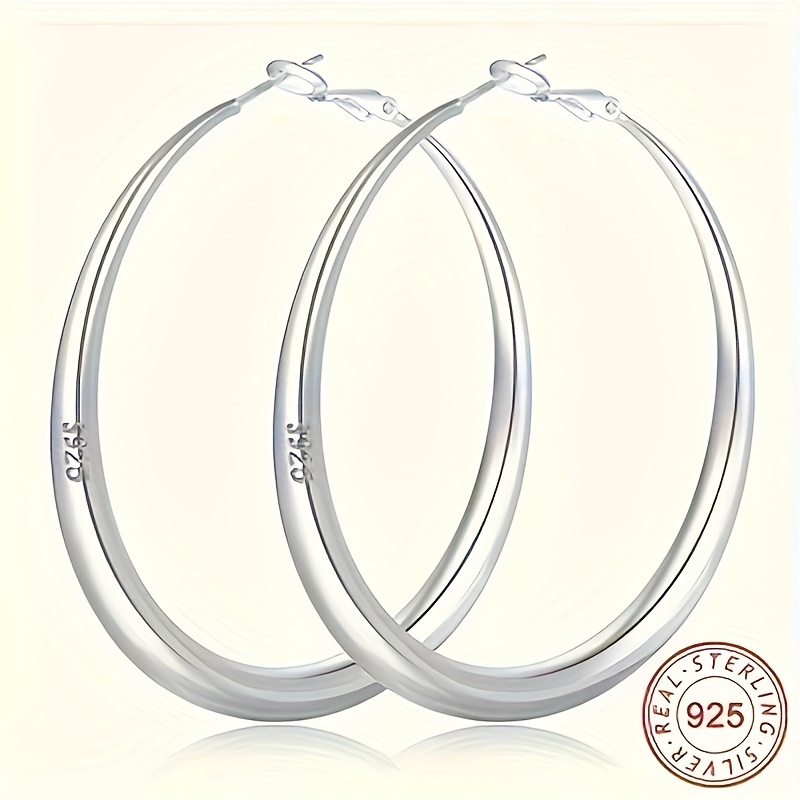 

3 Pairs/ 2 Pairs Of 925 Sterling Silver Large Hoop Earrings For Women, Allergy-proof Earrings, Suitable For Daily Wear Holiday Gifts