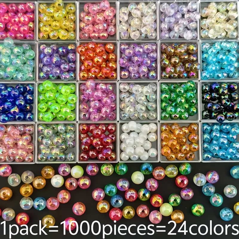 1000pcs Of 24 Colors 8mm Acrylic Round Beads With Straight Holes For Earrings, Bracelets, Necklaces, And Jewelry Making Supplies