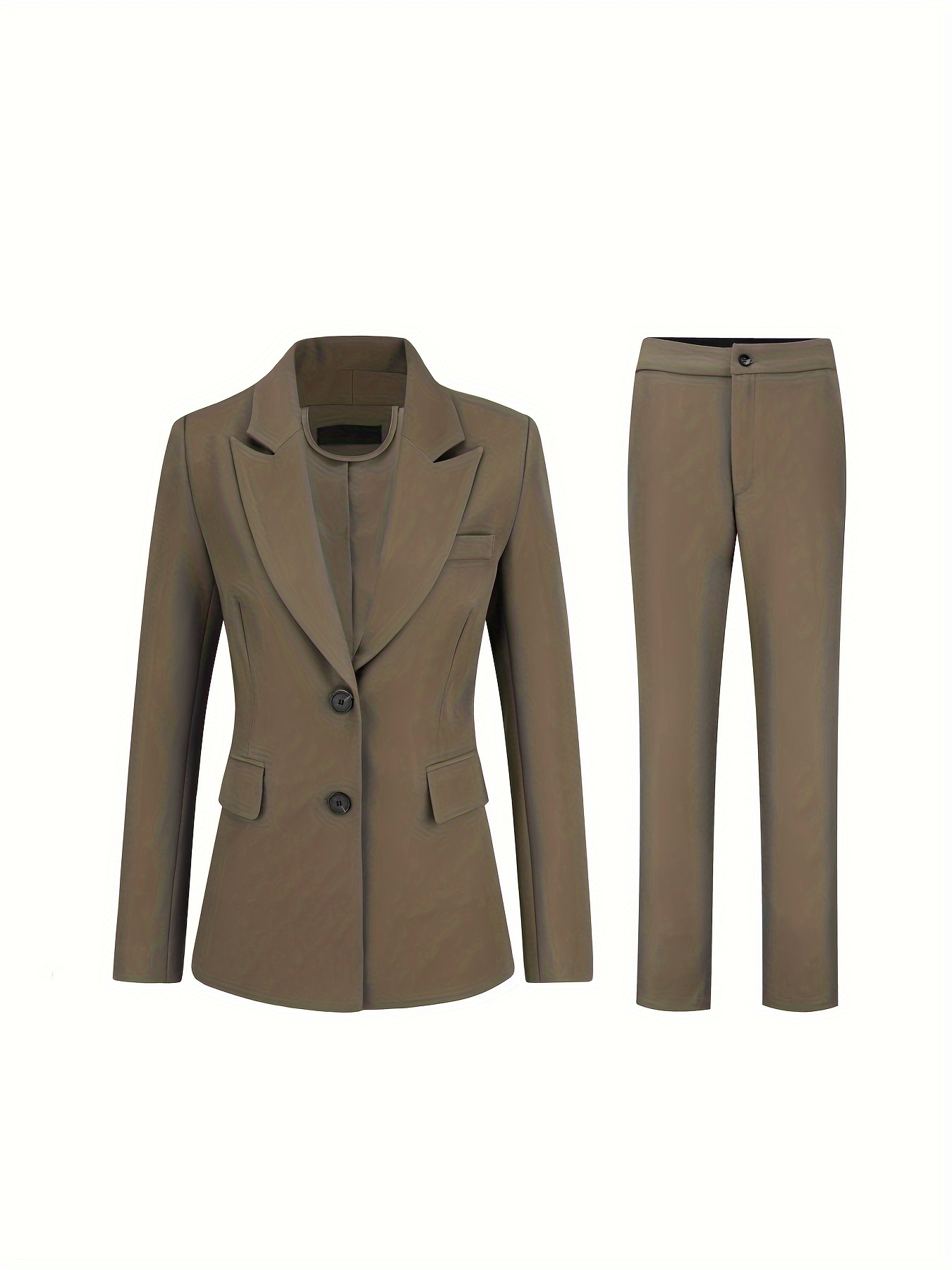 Ensemble Blazer élégant Pour Femme - Couleur Unie - 2 Pièces - Pantalon D'affaires Moderne - Coupe Ajustée - Tenue Sportive - Tenue De Bureau - Veste De Costume D'été - Combinaison De Loisirs, Bleu