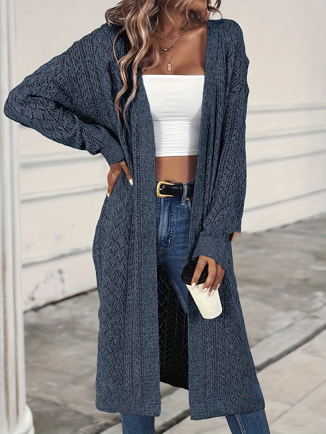 Oversize Cardigan Grauer Cardigan Lang Grobe Lange Strickjacke