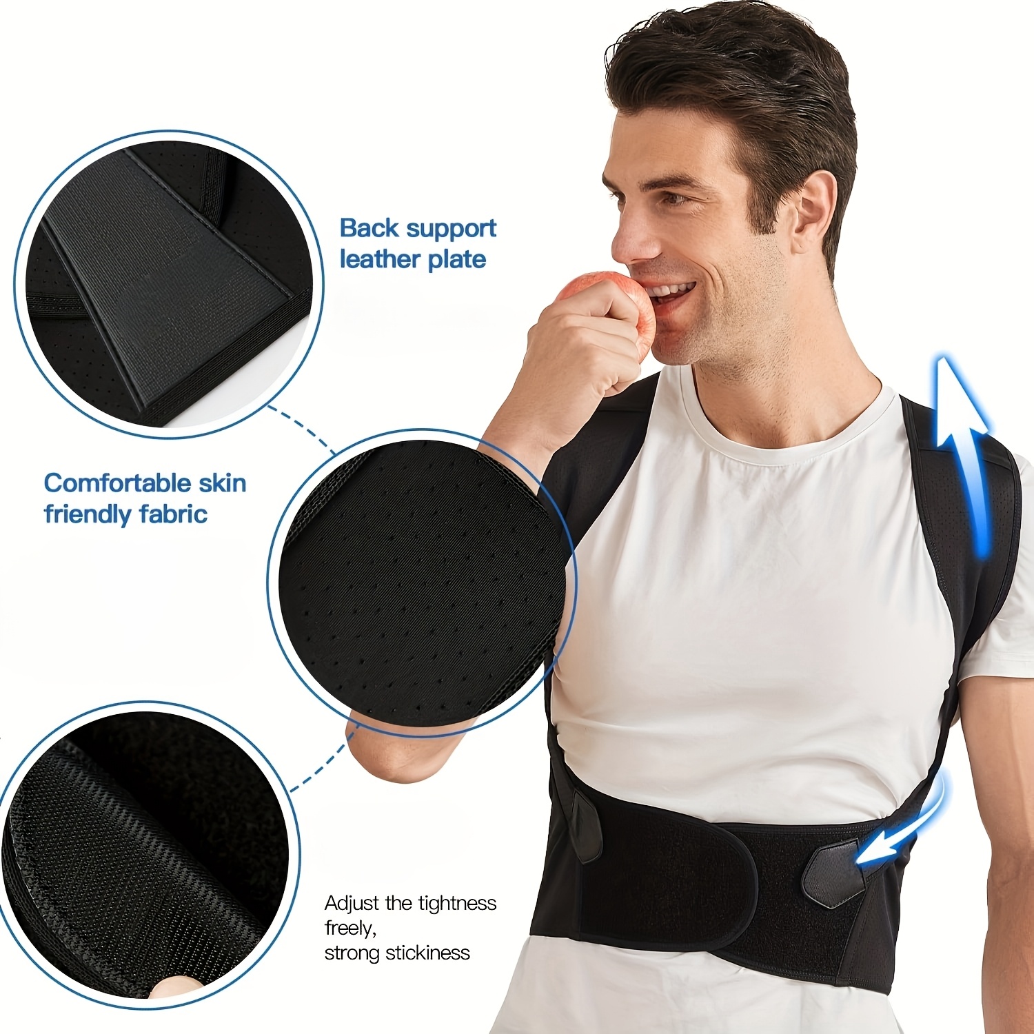 de postura ajustable para hombres y mujeres - tela negra con diseño de correa para la espalda, proporciona soporte para     y mejora   postura, ideal para regalos de día de la  , día de san valentín y  ,   de postura|diseño de correa ajustable|    4