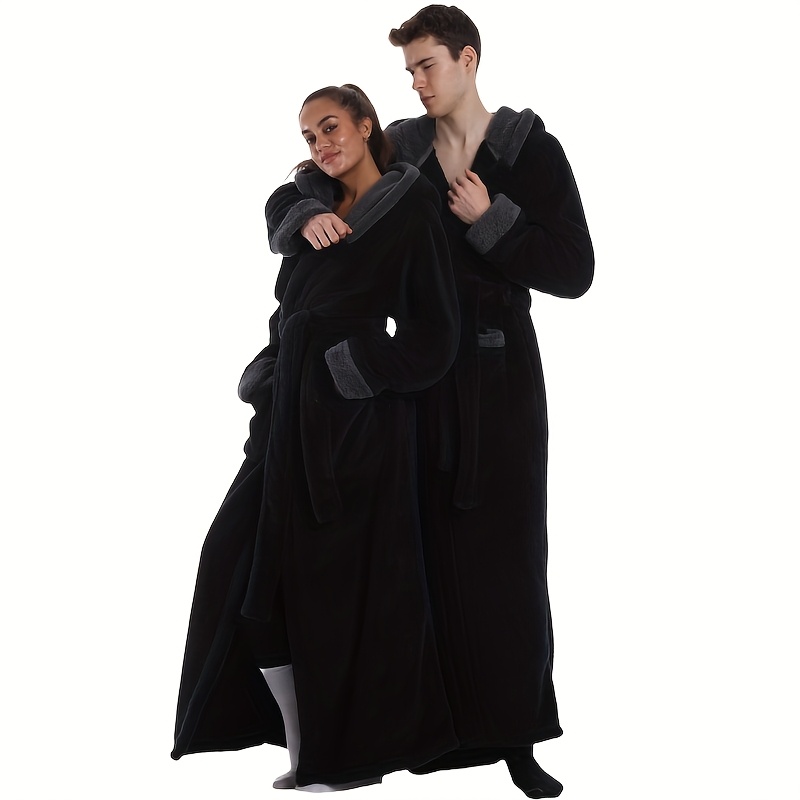 1 stuks Extra Lange Badjas - Dikke Winter Badjas met Capuchon, Pluche Fleece-achtige Textuur, Elegante Badjas voor Thuis & Reizen voor Vrouwen/Mannen, Rood-Paars/Roze/ - Knus, Wasdoekjes