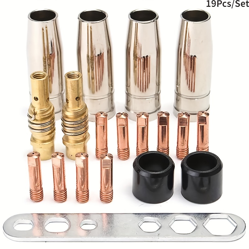 

19pcs Copper Welding Torch Nozzle Kit, Conical Sleeve Rod Set, Binzel 15ak Welder Accessories Without Battery