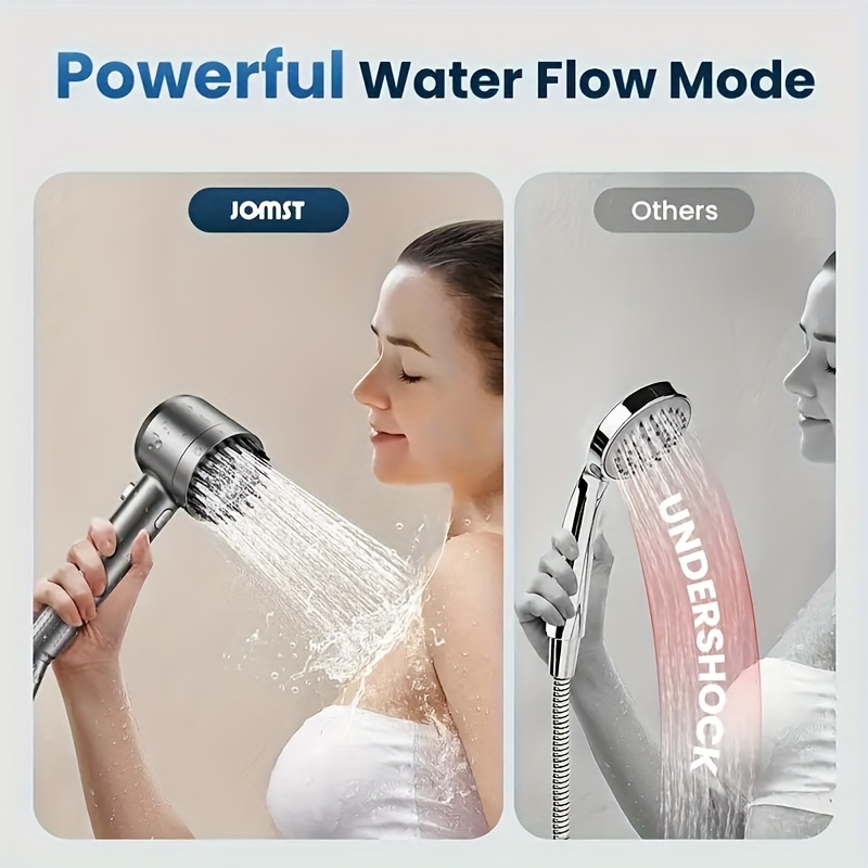 10pcs High-Pressure Shower Set with Turbine Spray, Wall-Mounted, 3-Level Adjustable Spray Mode, with 6 Dirt Removal Water Filters, Comfortable And Skin-Friendly, Bathroom Shower Additions, Shower Nozzle And 60-Inch Hose Set