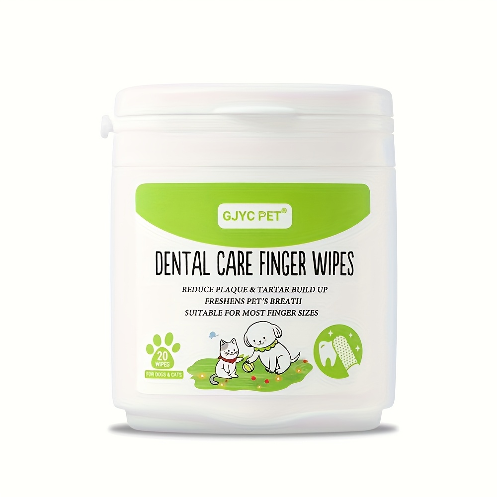 Image of Dog Wipes - Cat And Dog Teeth Cleaning Finger Wipes - Dog Tooth Brushing Kit Wipes - Cleans Teeth, Breath (20pcs)