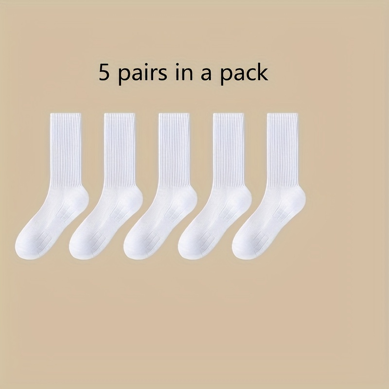 TEMU 5 Pairs Of Socks In A Pack, Men's And Women', Mid-to-high Top, Towel Bottom, Sports Socks, Autumn And Winter, Anti-odor, Thickened, Long Tube, Black And White, Winter Models, Men's Thick Models
