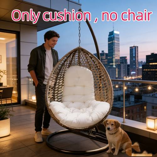 silla de ratán multifuncional acolchada de gran tamaño (solo el cojín, no incluida), cojín de cuero de vaca para sillas colgantes, cojín de cesta para plantas colgantes de color liso, múltiples colores disponibles, un regalo para
