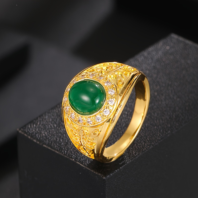 Men's Bold Scorpion Ring, Green Cubic Synthetic Zirconia