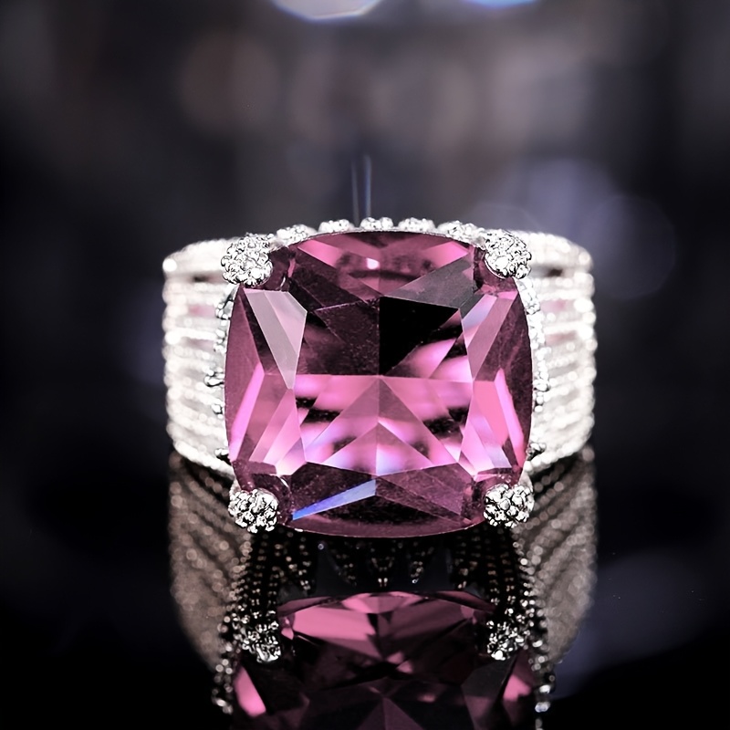 Women's Light Luxury Oversized Square Zirconia Engagement Ring