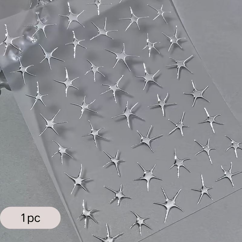 TEMU 1pc Silvery Irregular Star Face Sticker 3d Metallic Star Eye Makeup Decoration Sticker Glue-free Self-adhesive Waterproof Sweat-proof Facial