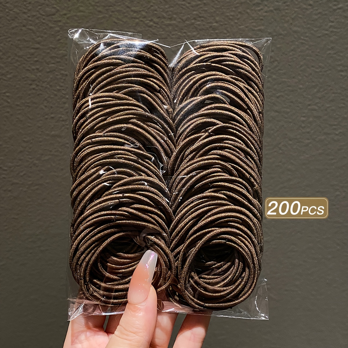 

200 Pcs High Elasticity Hair Ties For Women - Minimalist Korean Style Polyresin Durable Hair Elastics, Gentle On Hair, Solid Color Dark Brown Hair Ropes For Adults Age 14+