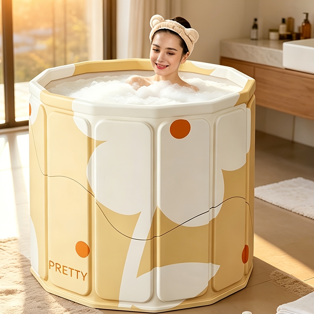 TEMU Foldable Full Body Bath Tub, Portable Soaking Tub, Durable Bathtub For Home Small Spaces, Space-saving Storage Bucket, Gift