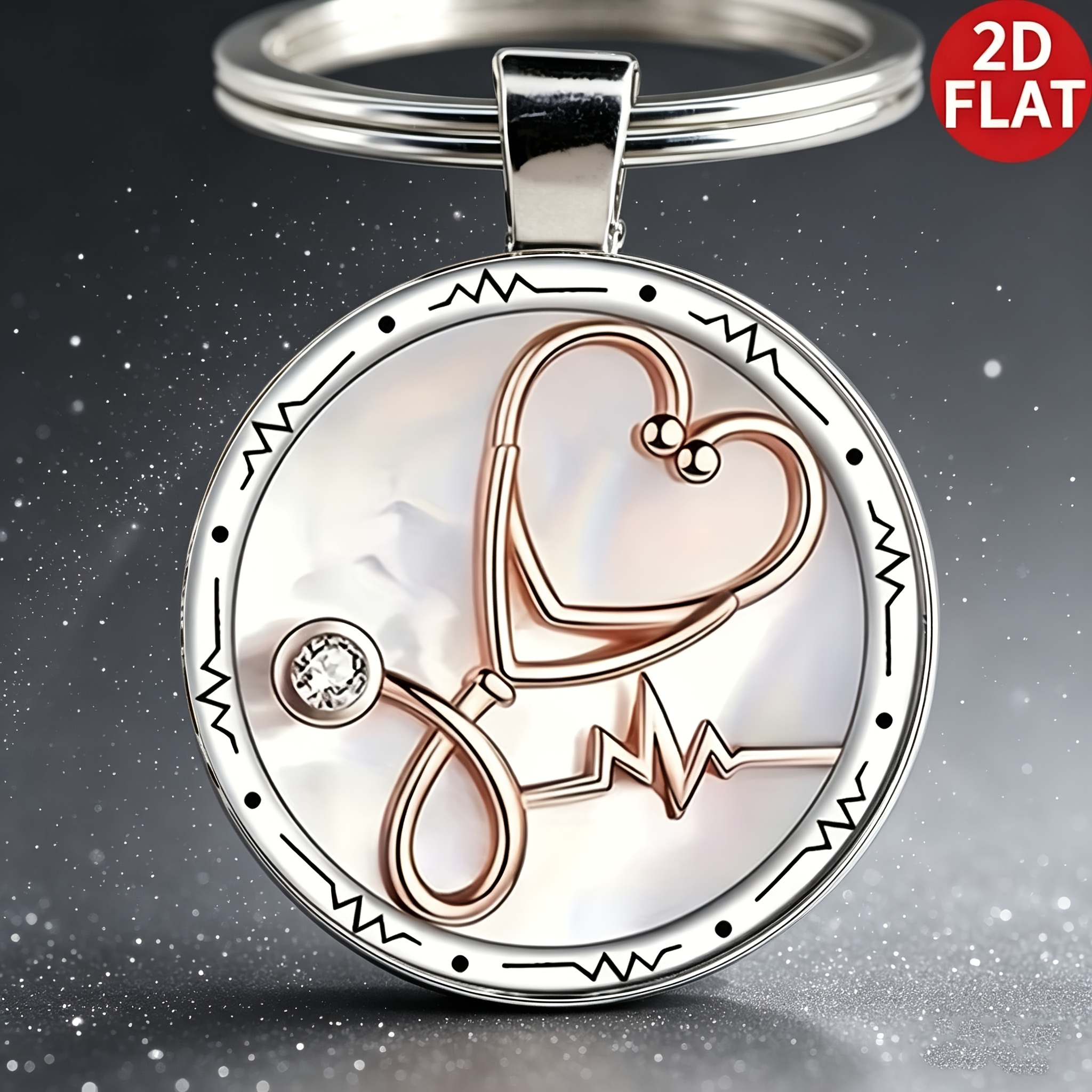 TEMU Llavero con de estetoscopio médico 2D, llave de metal de aleación de duradera, regalo para médicos y enfermeras para , , Navidad y Día de