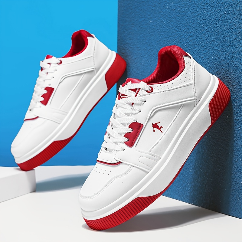 Trendy and Versatile Sports and Leisure Bread Board Shoes for Men | Autumn New Styles for Teenagers, Thick Soled Height Increasing White Shoes, Low Top, Fabric Upper, PVC Sole, Lace Closure, AOPLUS Brand