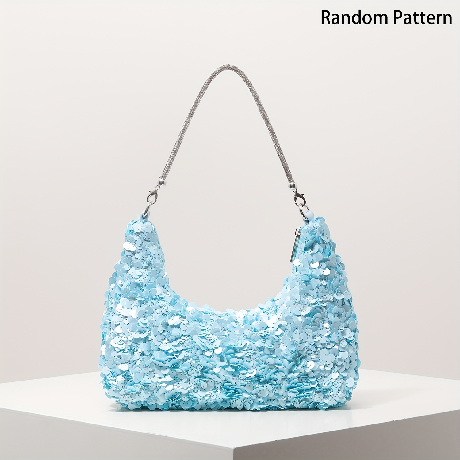 TEMU Sparkly Women's Shoulder Bag, Women's Crescent Bag, Evening Bag, Sequin Bag, Wedding Party, Prom Additions, Women's Handbag, Women's Evening