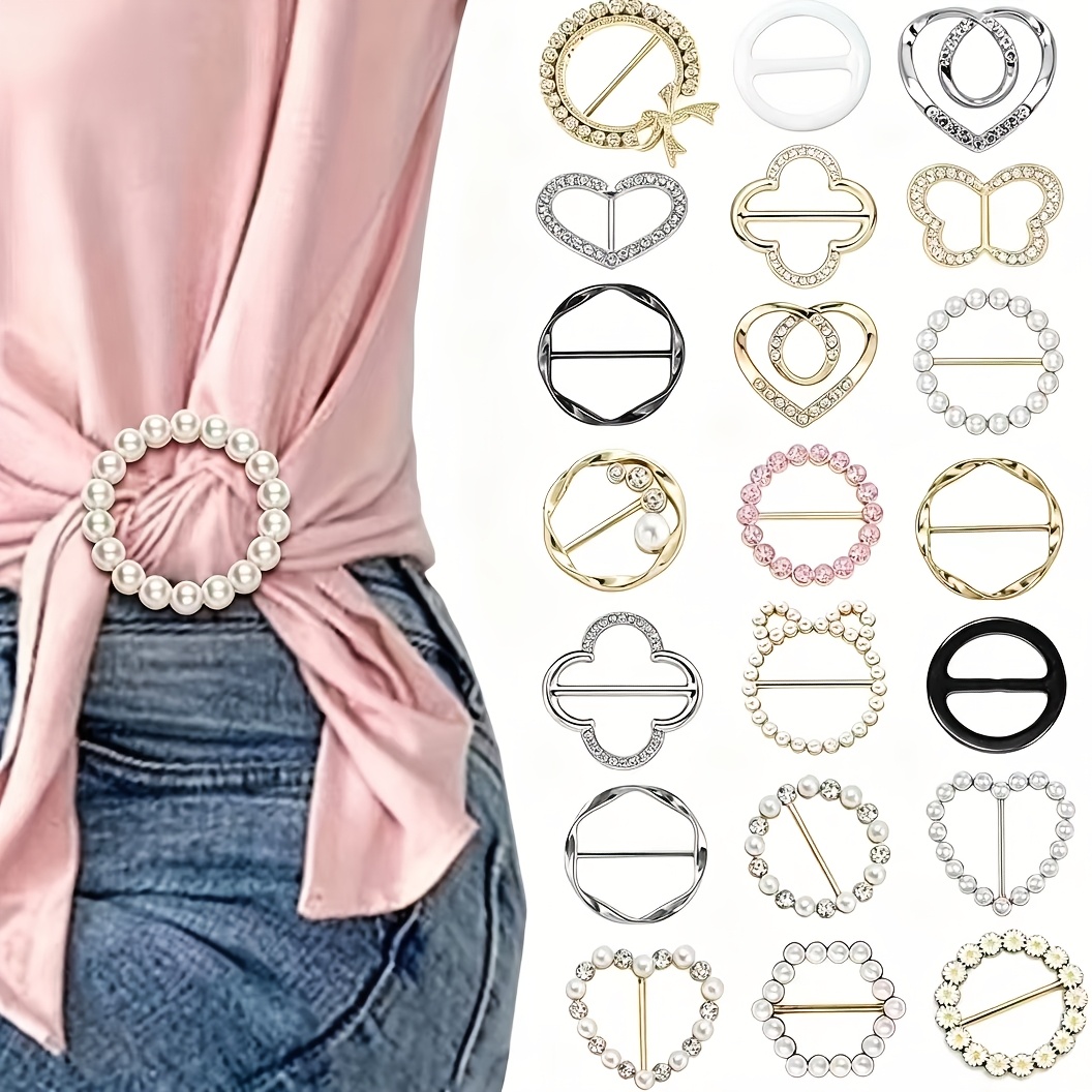 TEMU 21pcs Anillos para Bufandas, Clips para Cinturón de Cintura para Mujer, Clips para Camisa para Ajustar, Clips de Metal Dorado para Ajustar la
