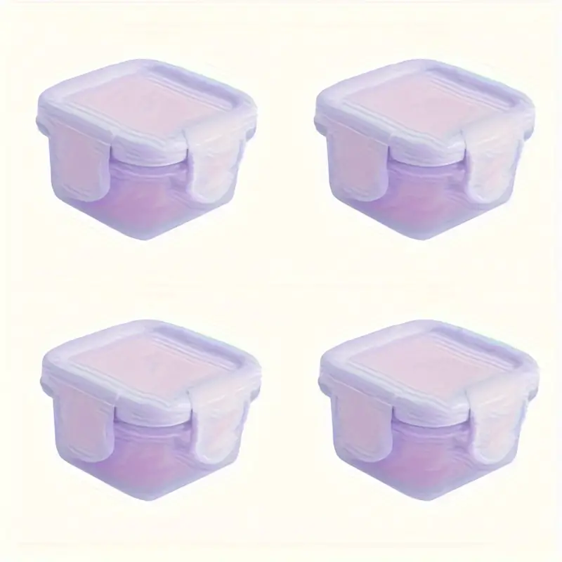 4pcs Mini Food Storage Container, Leakproof Lid, Sauce Container, Snack Box, Mini Freezer Storage Container Airtight Container, Microwave Heated-for Picnicking, Camping, Outdoor Activities