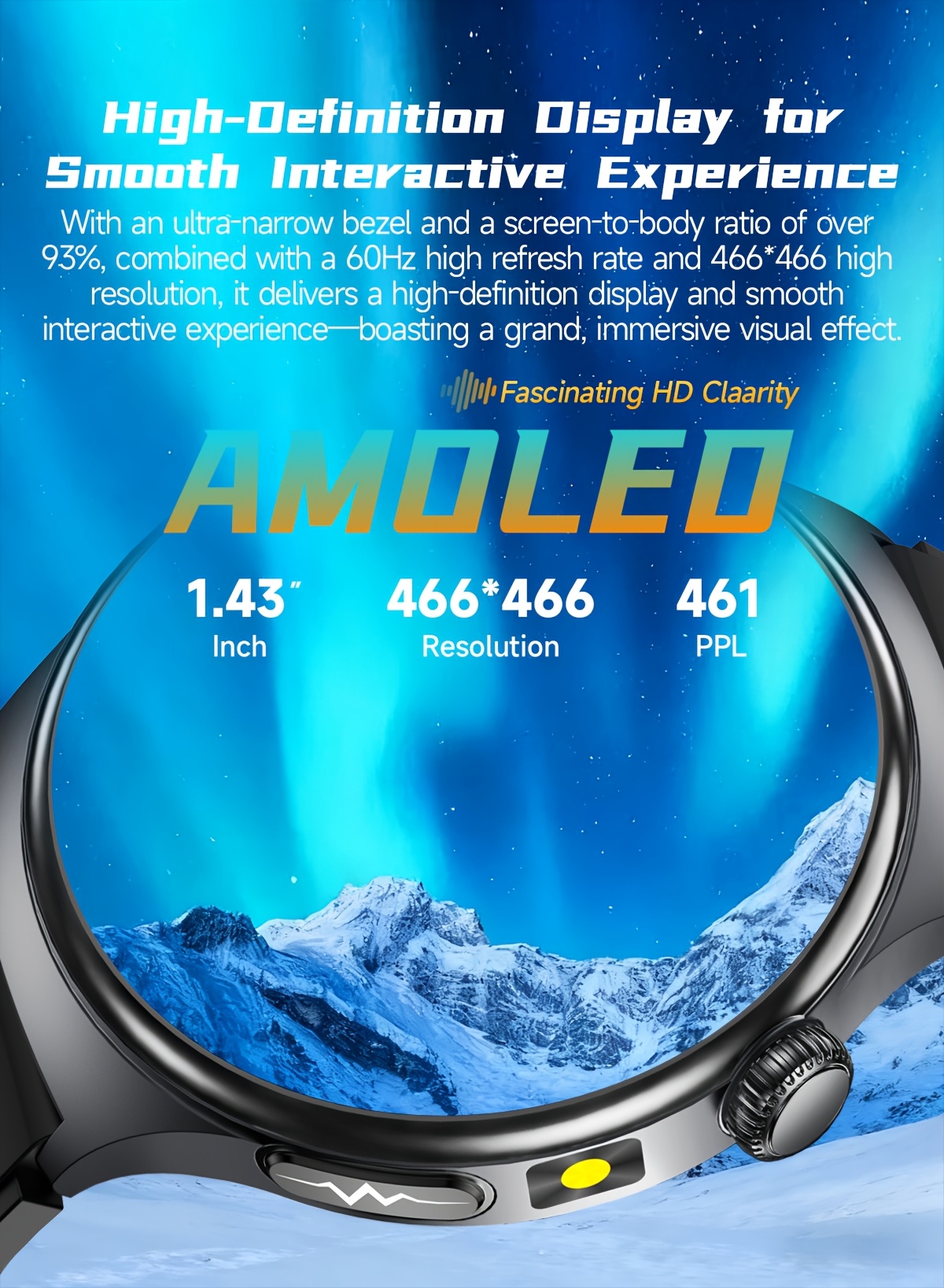 2026   smartwatch 1 43 inch amoled     supports wireless calling     sos 100 sports   remote monitoring fitness tracking compatible with iphone and   phones Product details 0