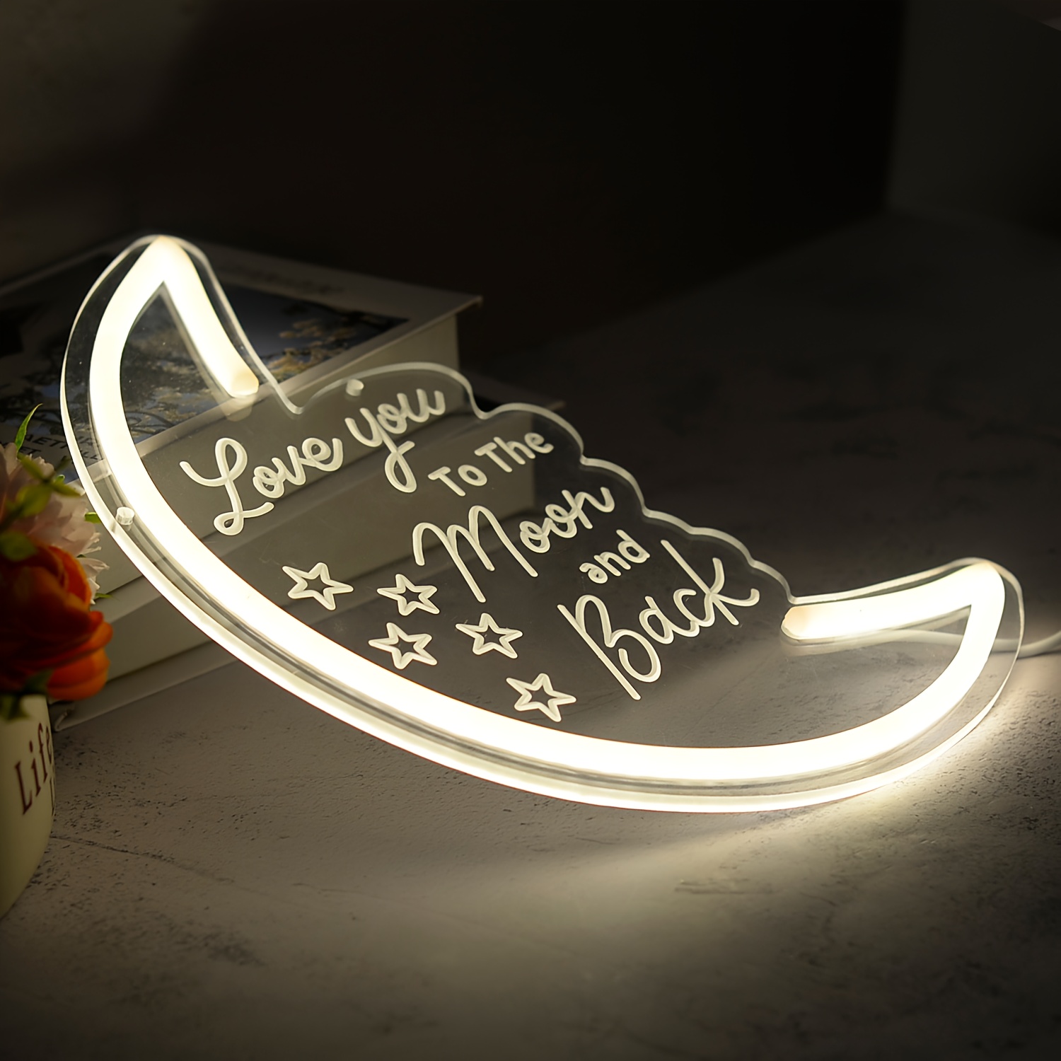   usb-powered led neon-like wall light -   and stars, love you   and back - bedroom, living room, party decor - usb plug-and-play installation - birthday, anniversary, valentine s gift for women, men, teens - space-themed home decoration lighting, whimsical design, sleek  , decorative lamp 0