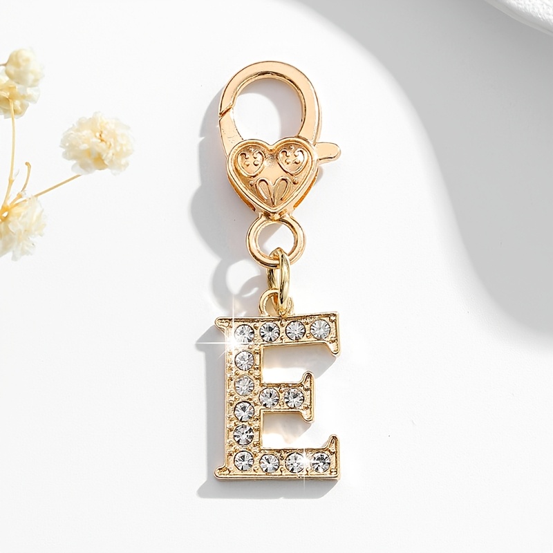 TEMU 1pc Of Fashionable European And American Exquisite Versatile 26 English Alphabet Keychain Bag Pendant Additions, Suitable For Women' Keys, Bags