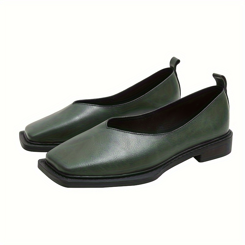 women' color flat shoes casual square toe slip shoes - Temu