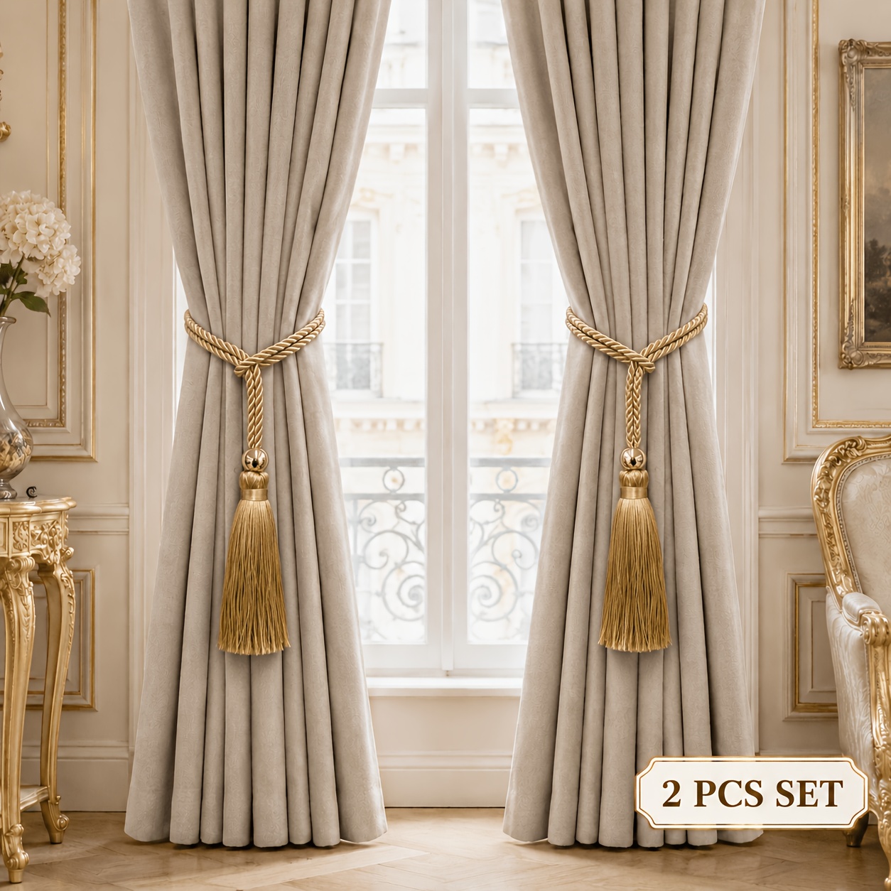 TEMU Ensemble de 2 sangles de rideau rétro européennes, sangle en corde tissée finement, robuste et résistante à l', longue pommeau et élégant, pas