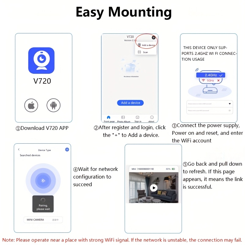 Compact security smart WiFi camera, anti-theft camera, supports 2.4g WiFi band, not High Quality, with remote application, you can view the video at any time, support motion detection, alert push, ideal for home assistant