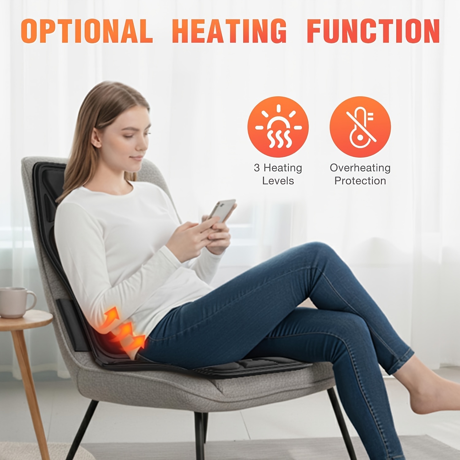 massage seat cushion with heating 7 vibration   full back massage for home office use ideal christmas birthday gift   power adapter type c plug lvd adapter Product details 3