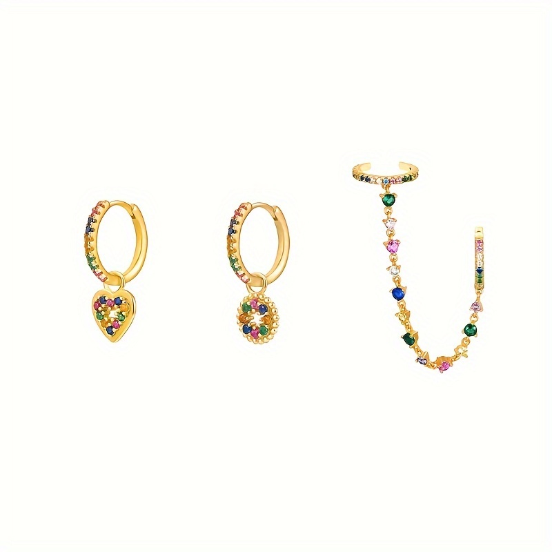 Image of 3pcs Luxury Personality Earrings For Women, Elegant Versatile Bohemian Style Jewelry For Daily Wear, Vacation, Party, And