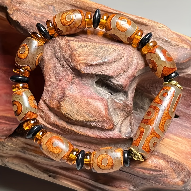 Retro Nine-Eyed Agate Bead Bracelet, Unisex Ethnic Style