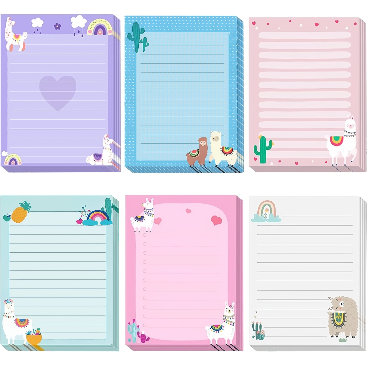 Image of 6pcs Llama Gift Sticky Notes Cute Animal Alpaca Self Stick Notepads For Mexican Camel Theme Party, 3x4 Inch To Do List Cactus Notepads Funny Llama Gifts For Home Office