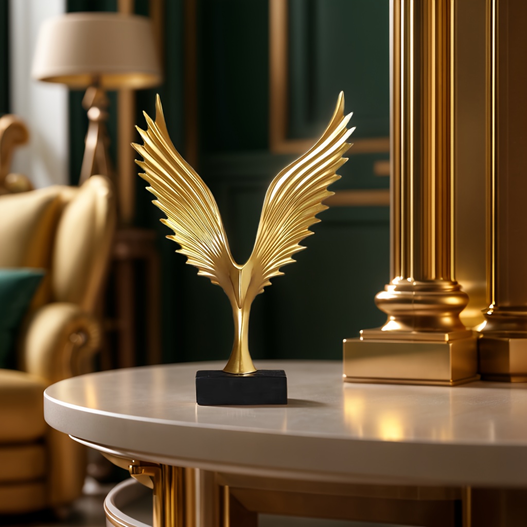 1pc Golden roc with Spread Wings Resin Statue, Modern Minimalist Abstract Desk Sculpture for Home, Office, Living Room, Bedroom, Indoor Decor, No Electricity Needed, Bookshelf Decoration