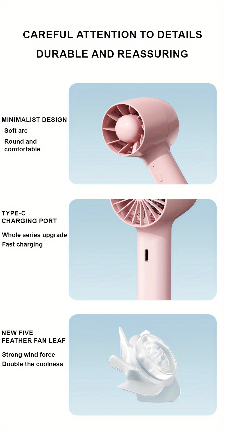 1pc mini handheld turbo small fan high wind silent desktop fan outdoor portable charging fan portable rechargeable fan for outdoor use details 9