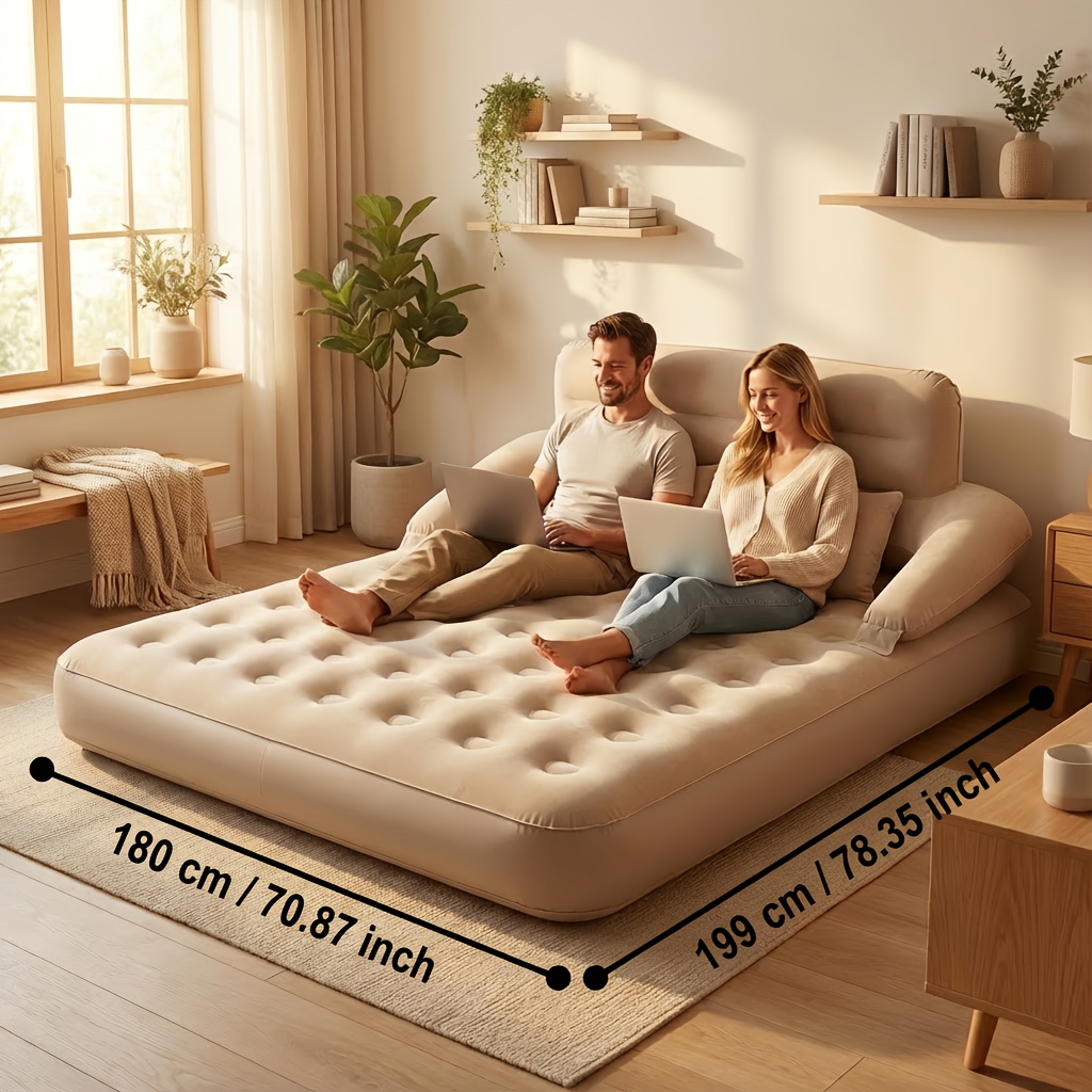   deluxe inflatable sofa with backrest sofa bed featuring a comfortable inflatable backrest and inflatable pillow with a soft and   flocked surface suitable for indoor outdoor use in bedrooms living rooms   garden