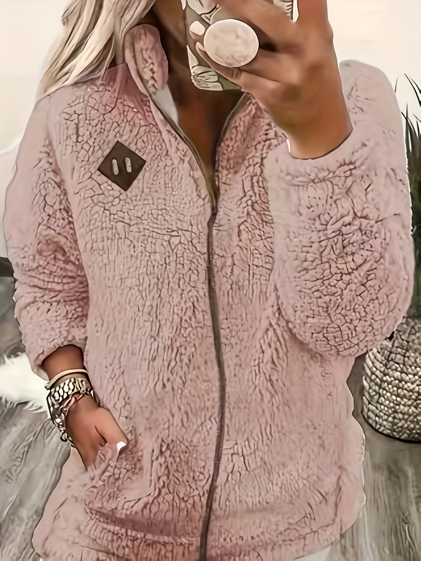 Dames Pluche Fleece Gevoerde Winterjas met Volledige Ritssluiting