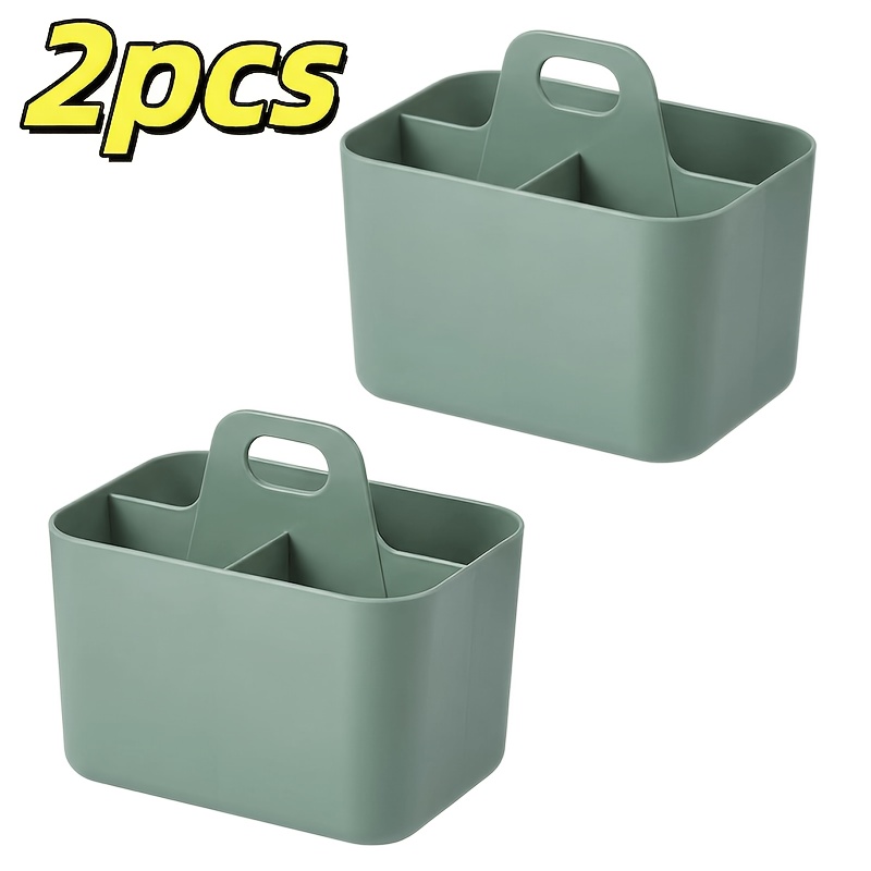 TEMU 2pcs Desktop Handheld Compartment Baskets, Portable Stackable Storage Boxes, Convenient For Organizing Portable Pens And Pen Holders, Large