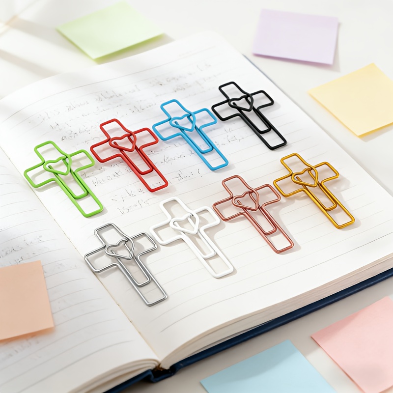 32pcs Colorful Set | & Cross-shaped Heavy-duty Metal Paper Clips, Suitable For Office, School, Students, Journaling, And Bookmark Organization