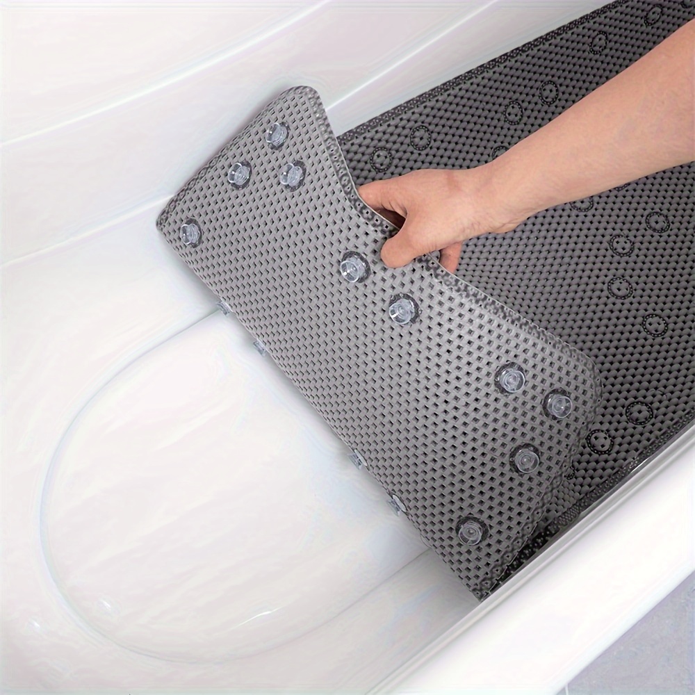 anti slip bathtub mat pvc machine washable mildew resistant with drain holes and suction cups soft cushioned shower floor grip for bathroom safety details 3